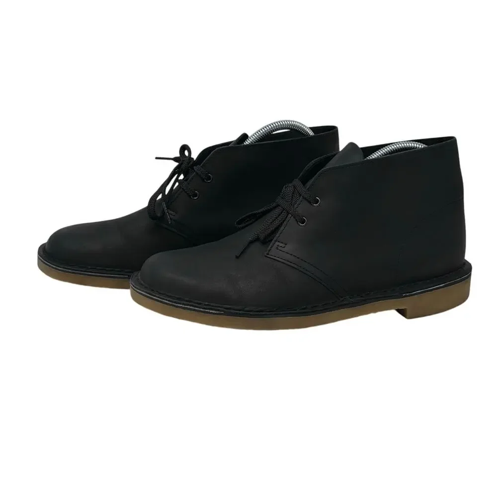 Clarks Bushacre Men's Minimalist Style Chukka Boot Black Leather Size 8.5 M - Picture 2 of 12
